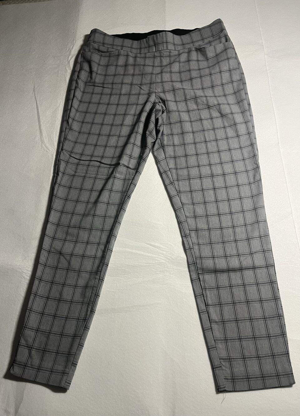 Maurices Women’s Large Gray Plaid Pull On Pants Stretch Skinny Career Work